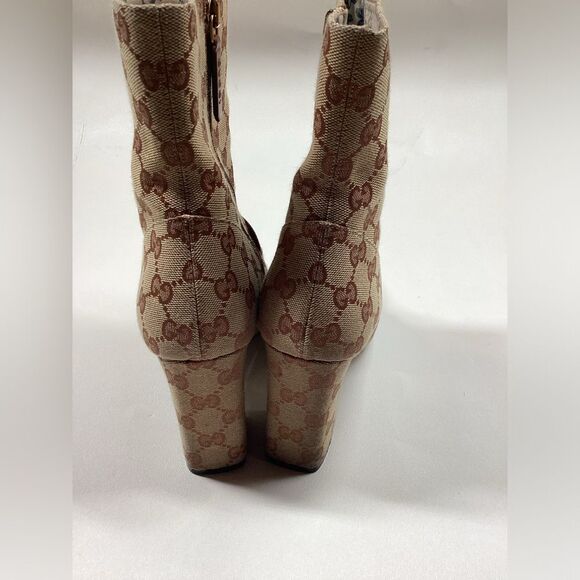 Gucci GG Monogram Victoire 95mm Ankle Boots Beige Ruggine Rust Size EU 39 - Picture 12 of 16